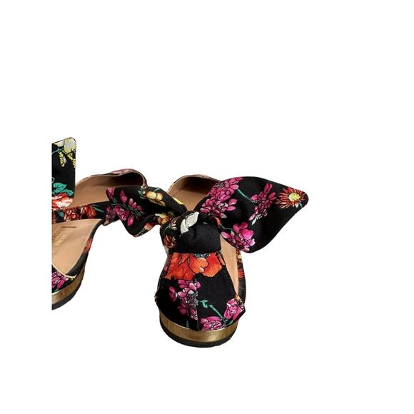 Aquazzura Bow Tie Floral Ballet Flats Size 36 Multicolor Pointed Toe - Picture 7 of 9